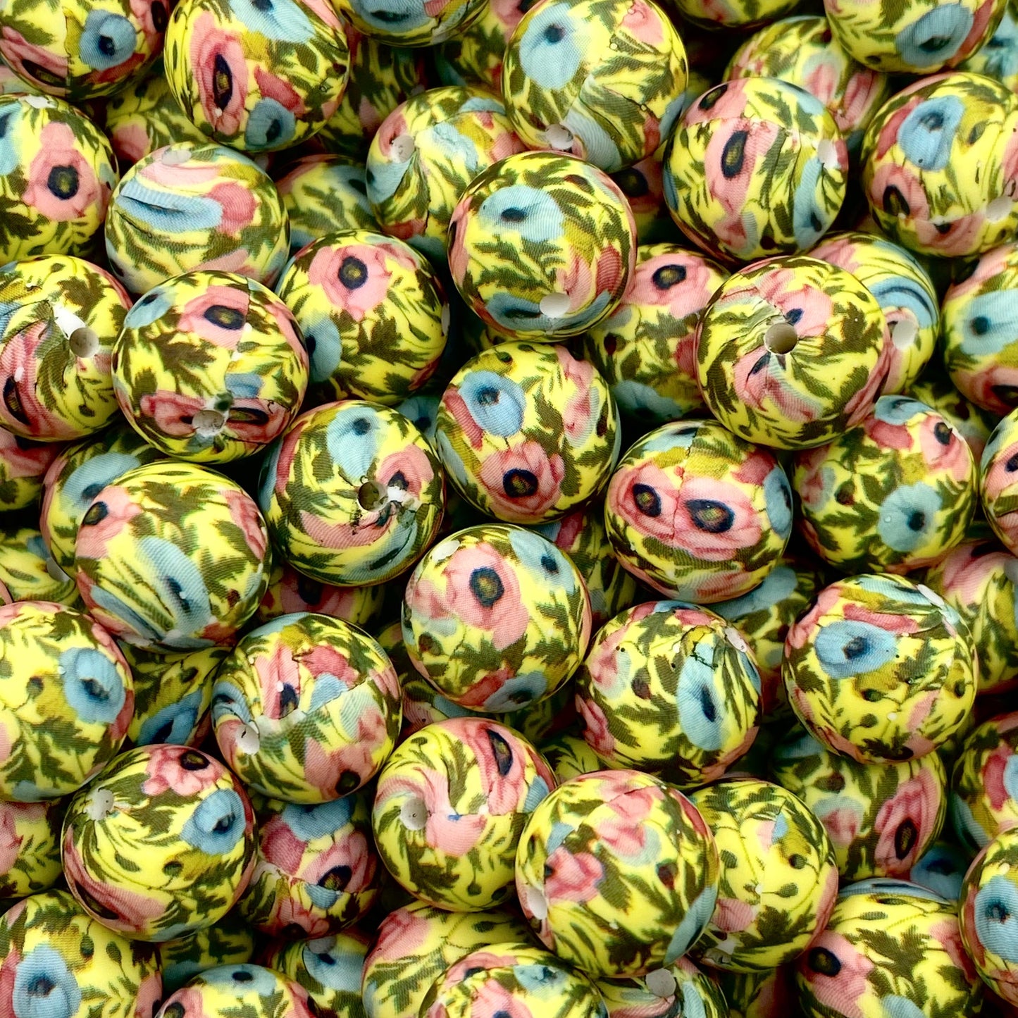 The Flower Shop Printed Silicone Beads