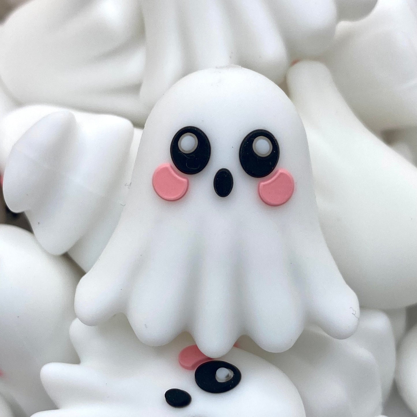 Candy Corn Ghost 3D Ghost Silicone Focal Beads