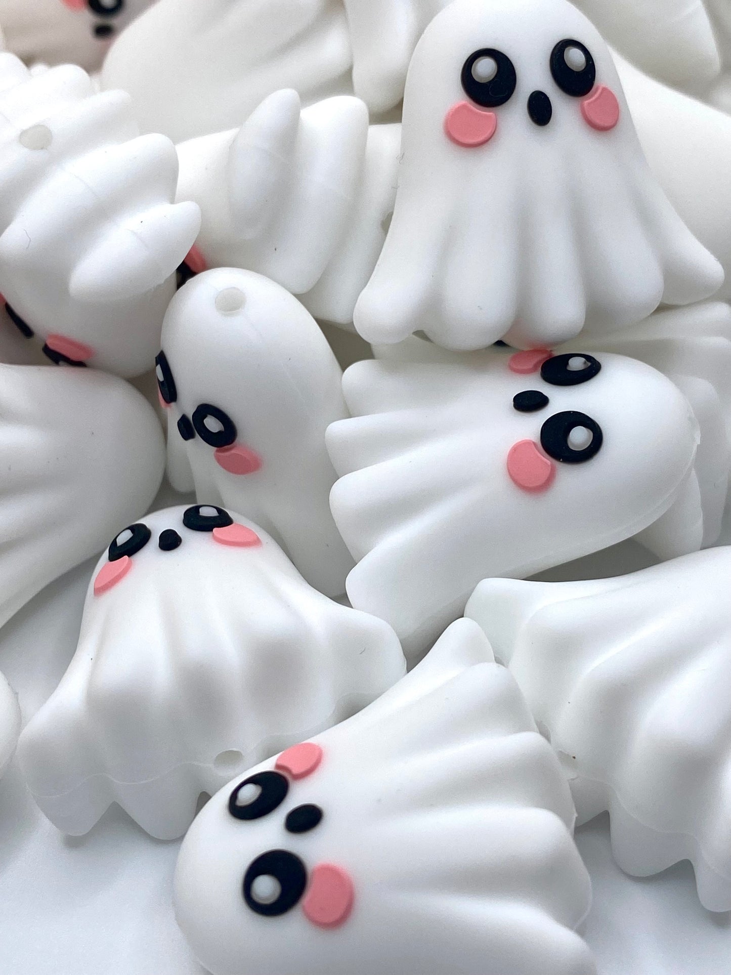 Candy Corn Ghost 3D Ghost Silicone Focal Beads