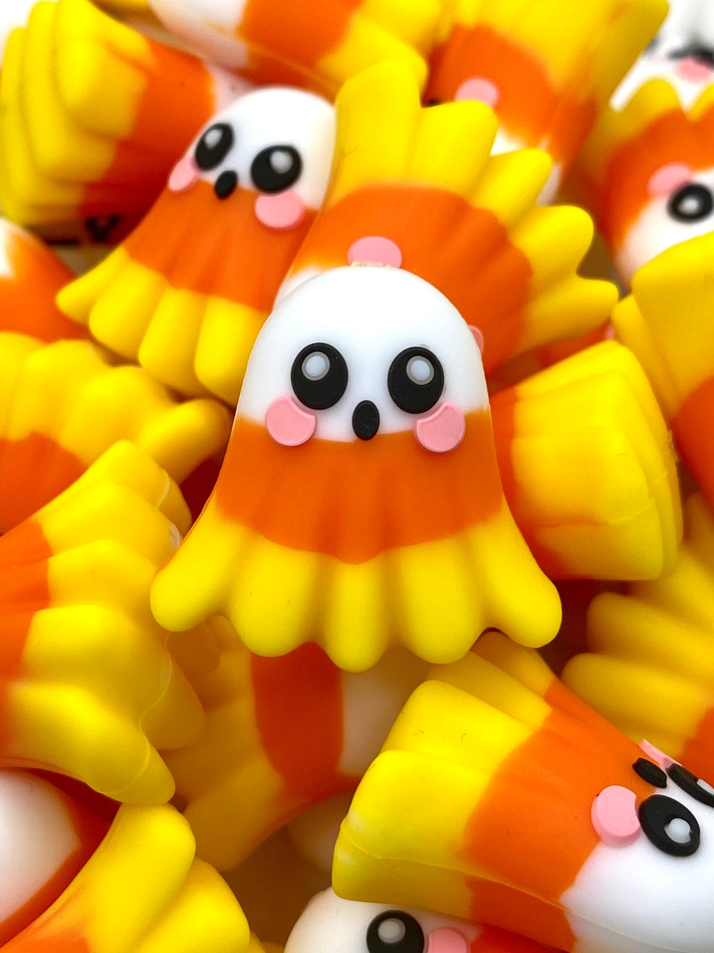 Candy Corn Ghost 3D Ghost Silicone Focal Beads