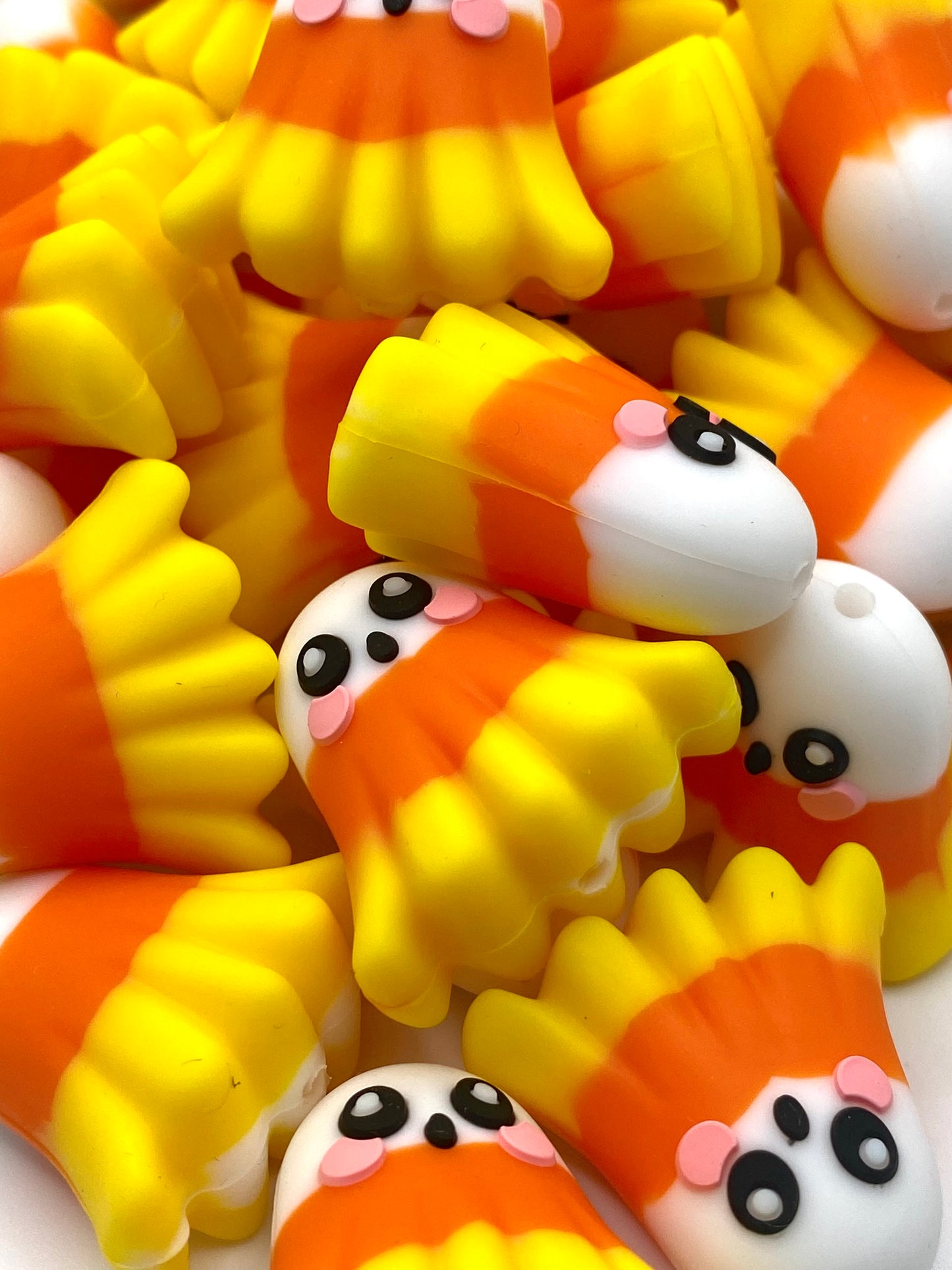 Candy Corn Ghost 3D Ghost Silicone Focal Beads