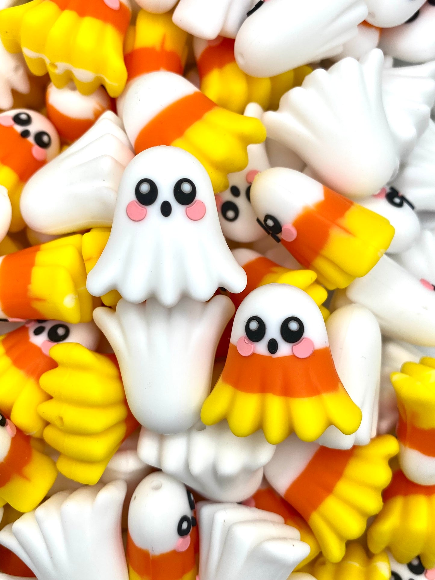 Candy Corn Ghost 3D Ghost Silicone Focal Beads