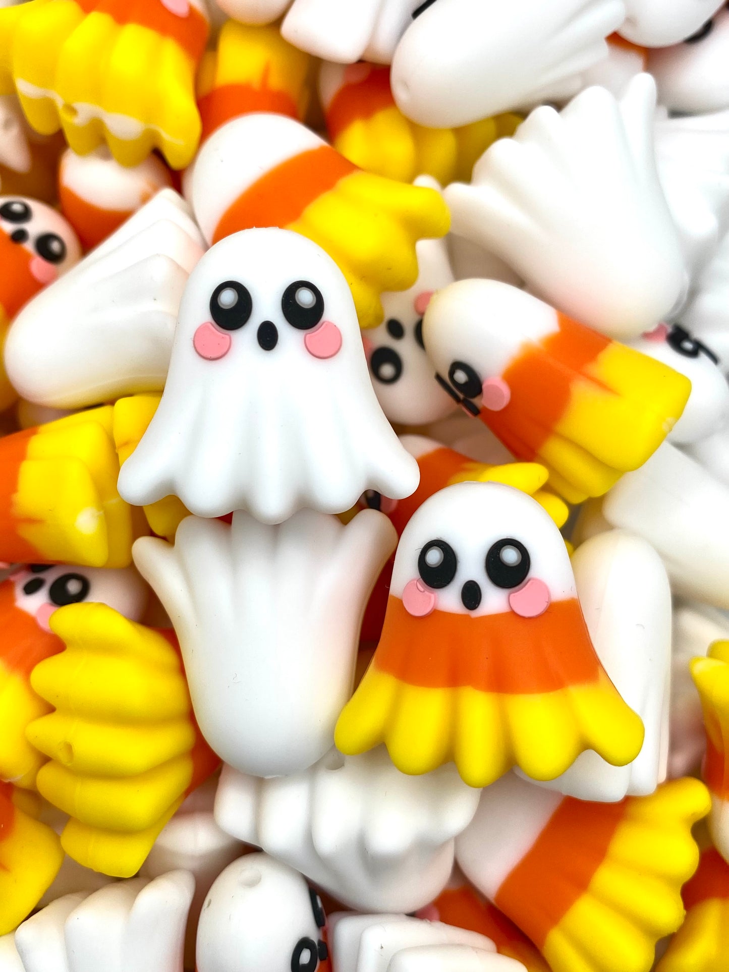 Candy Corn Ghost 3D Ghost Silicone Focal Beads