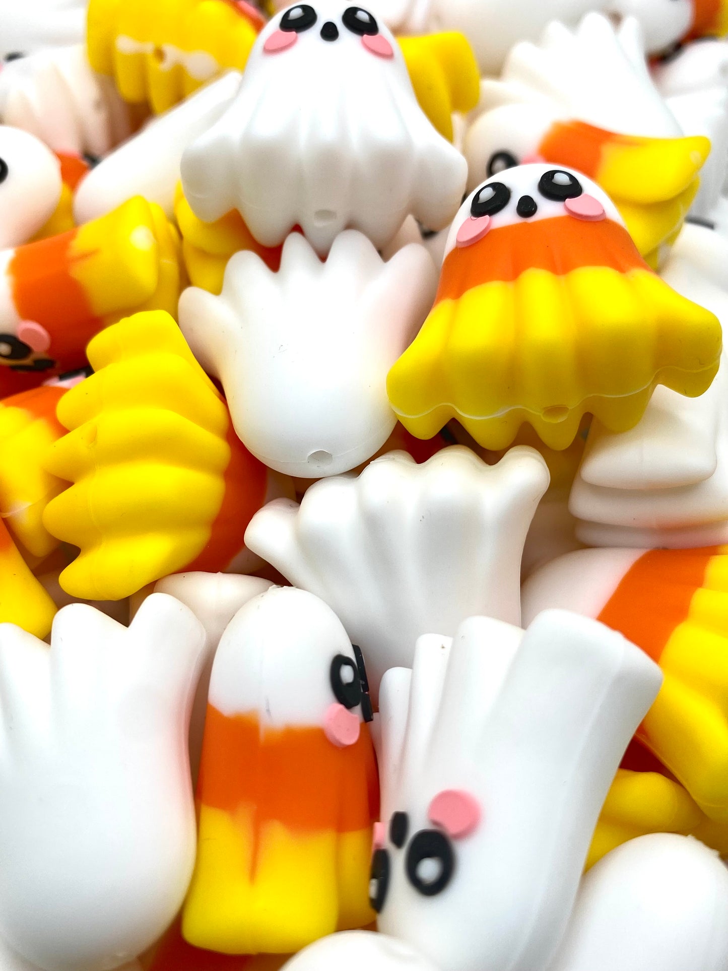 Candy Corn Ghost 3D Ghost Silicone Focal Beads