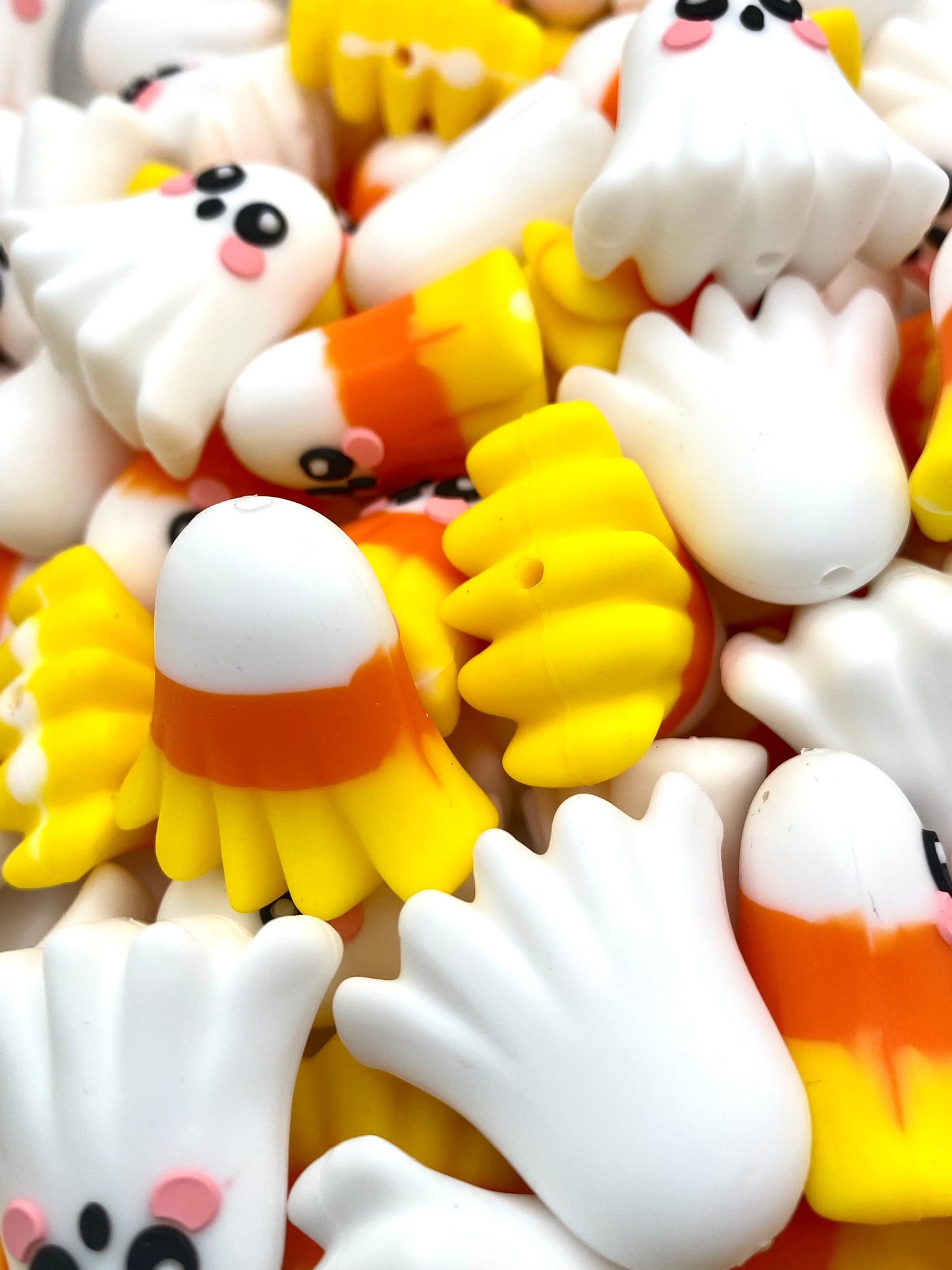 Candy Corn Ghost 3D Ghost Silicone Focal Beads