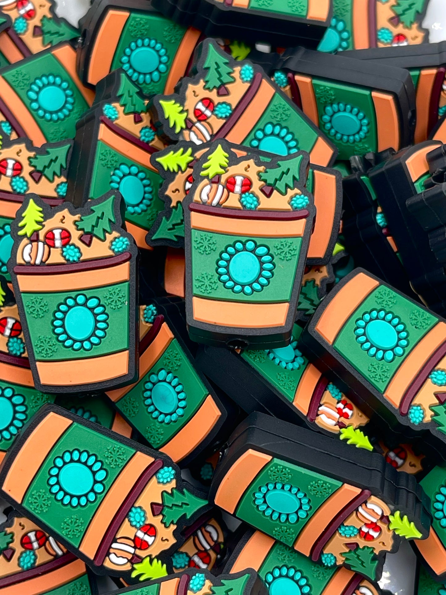 Christmas Coffee Blend Silicone Focal Beads