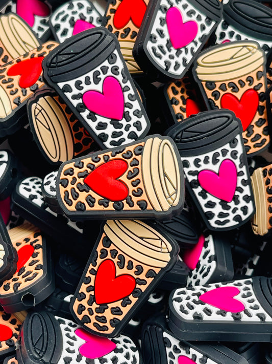 When Your Heart Beats Slow Silicone Focal Beads | Coffee Cup Beads | Focal Beads | Heart Bead | Silicone Beads