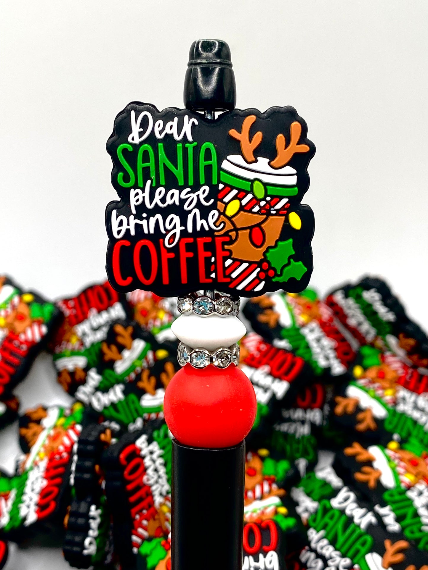 Dear Santa Please Bring Me Coffee Silicone Focal Beads