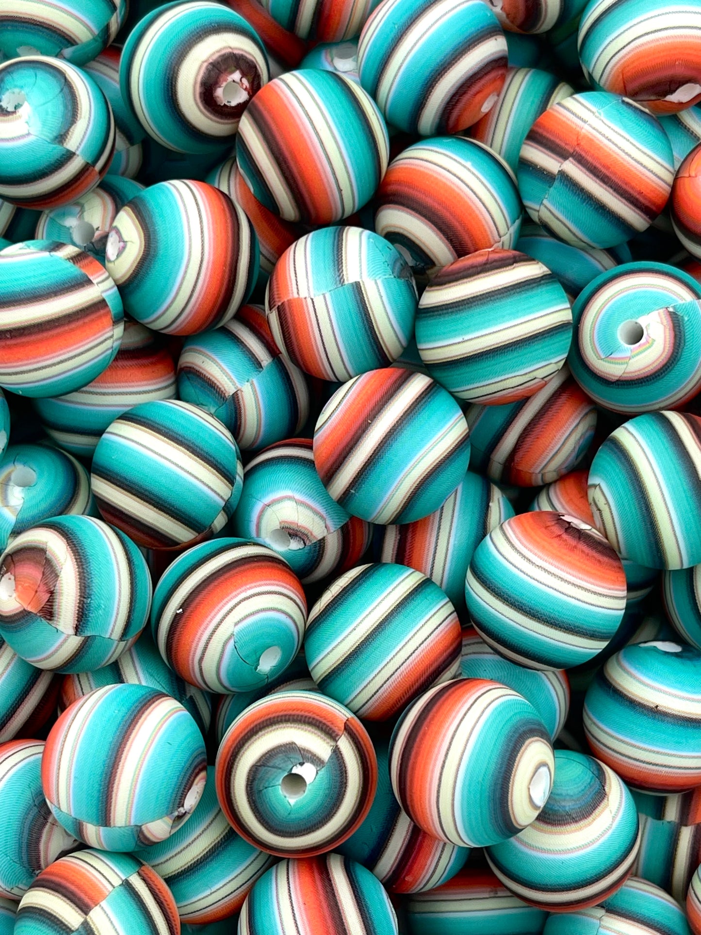 Stripes on Stripes Printed Silicone Beads