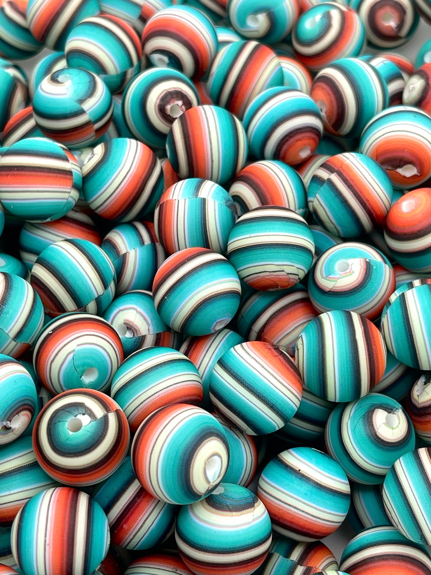 Stripes on Stripes Printed Silicone Beads