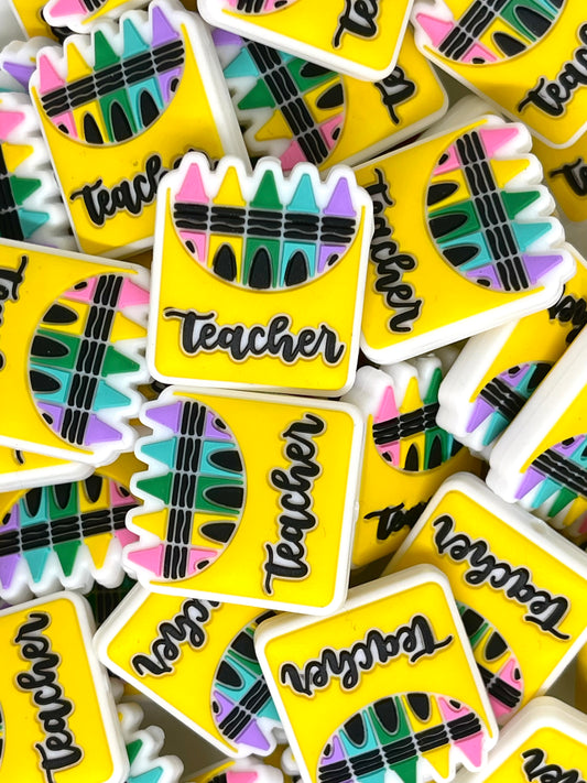 Teacher Colorful Yellow Pencil Focal Beads