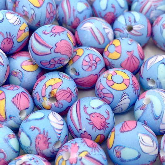 Life is a Beach Printed Silicone Beads
