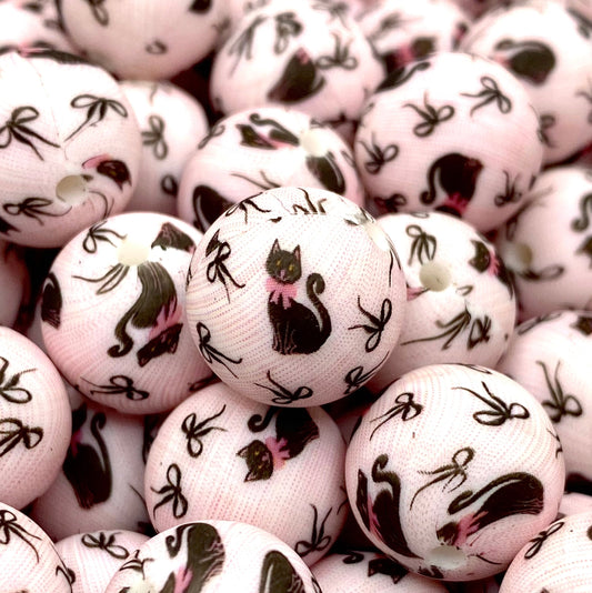 Purrrfectly Dapper Printed Silicone Beads