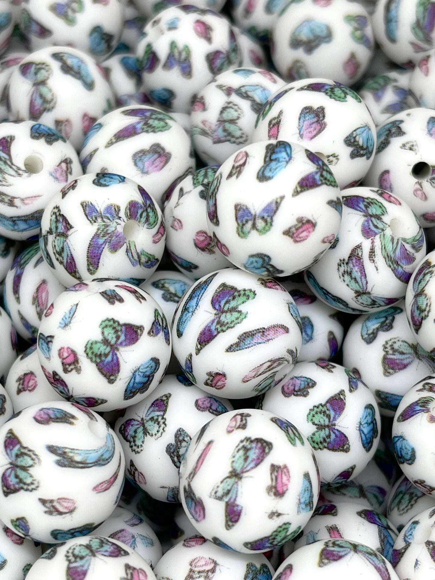 Butterfly Effect Printed Silicone Beads