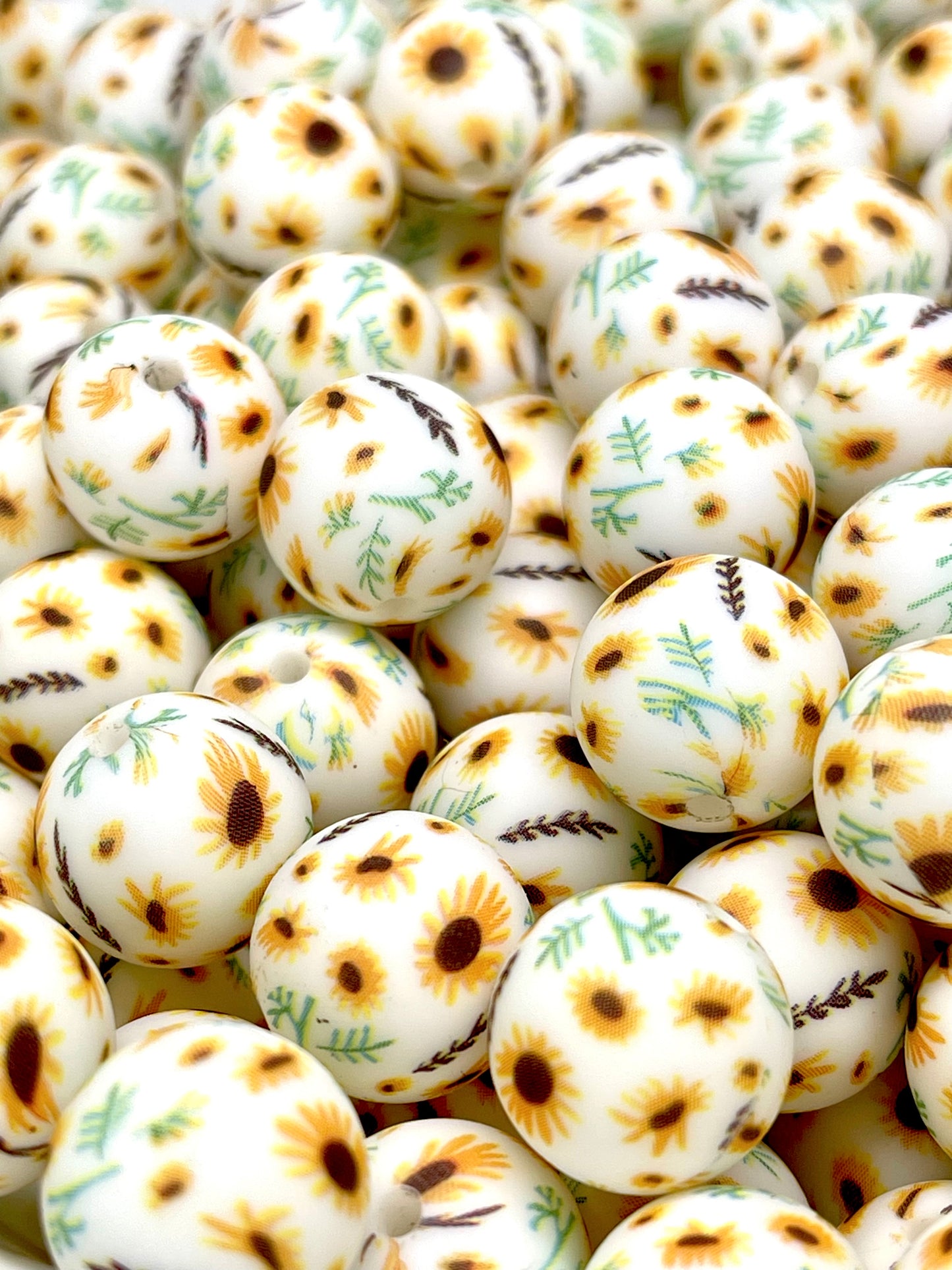 Stay Golden and Sunflower Strong Printed Silicone Beads