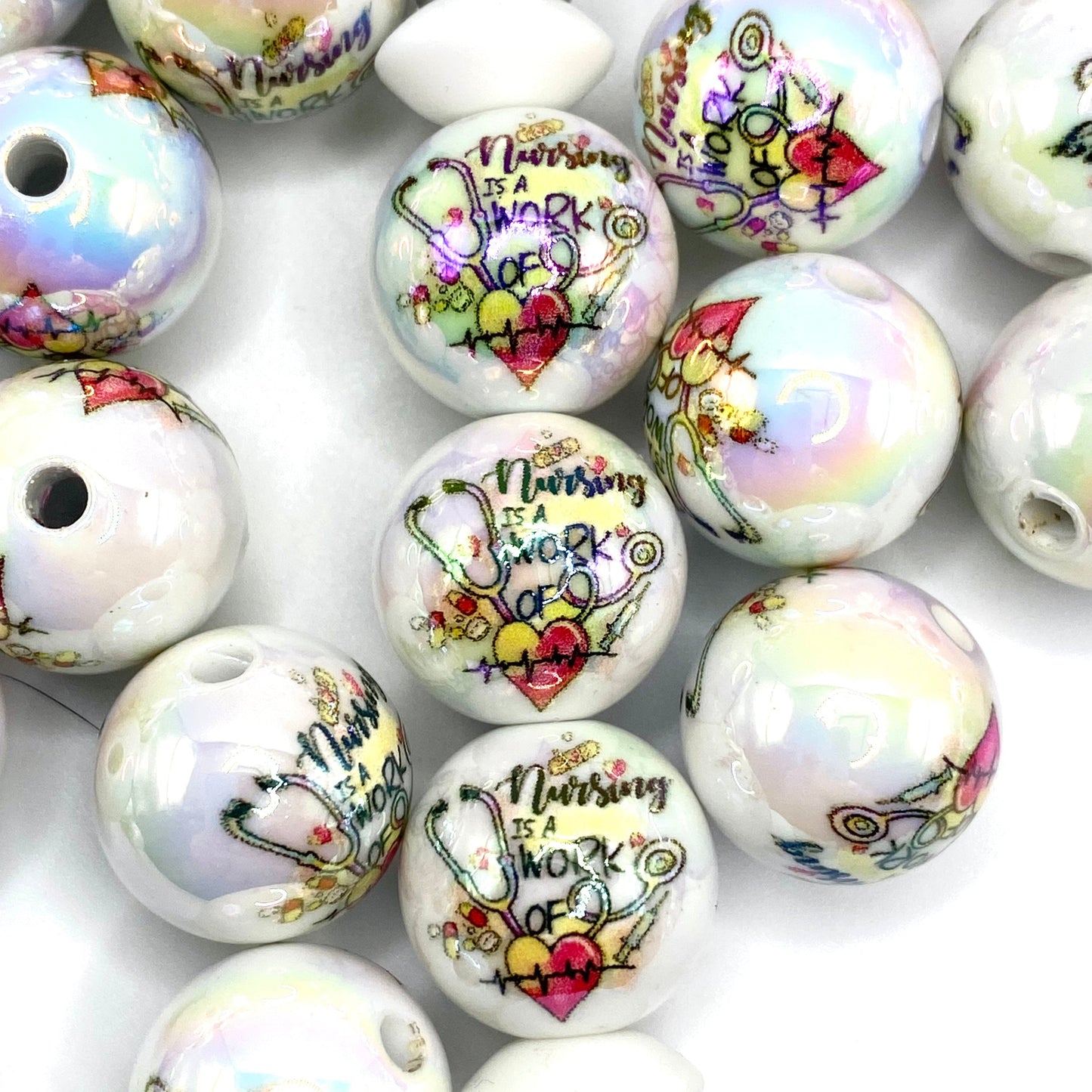 Nursing is a Work of Heart Acrylic Beads