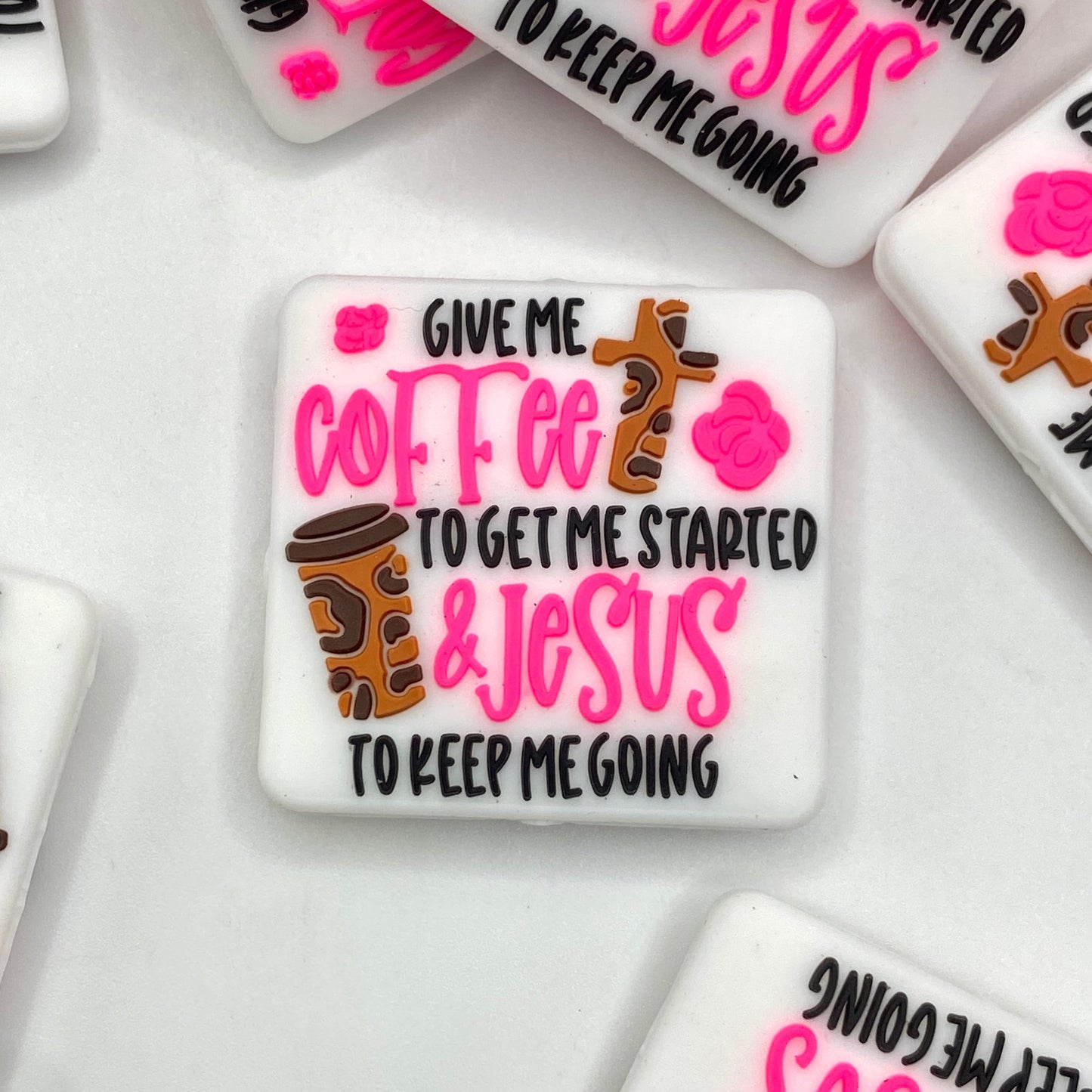 Give Me Coffee To Get Started Jesus Silicone Focal Beads