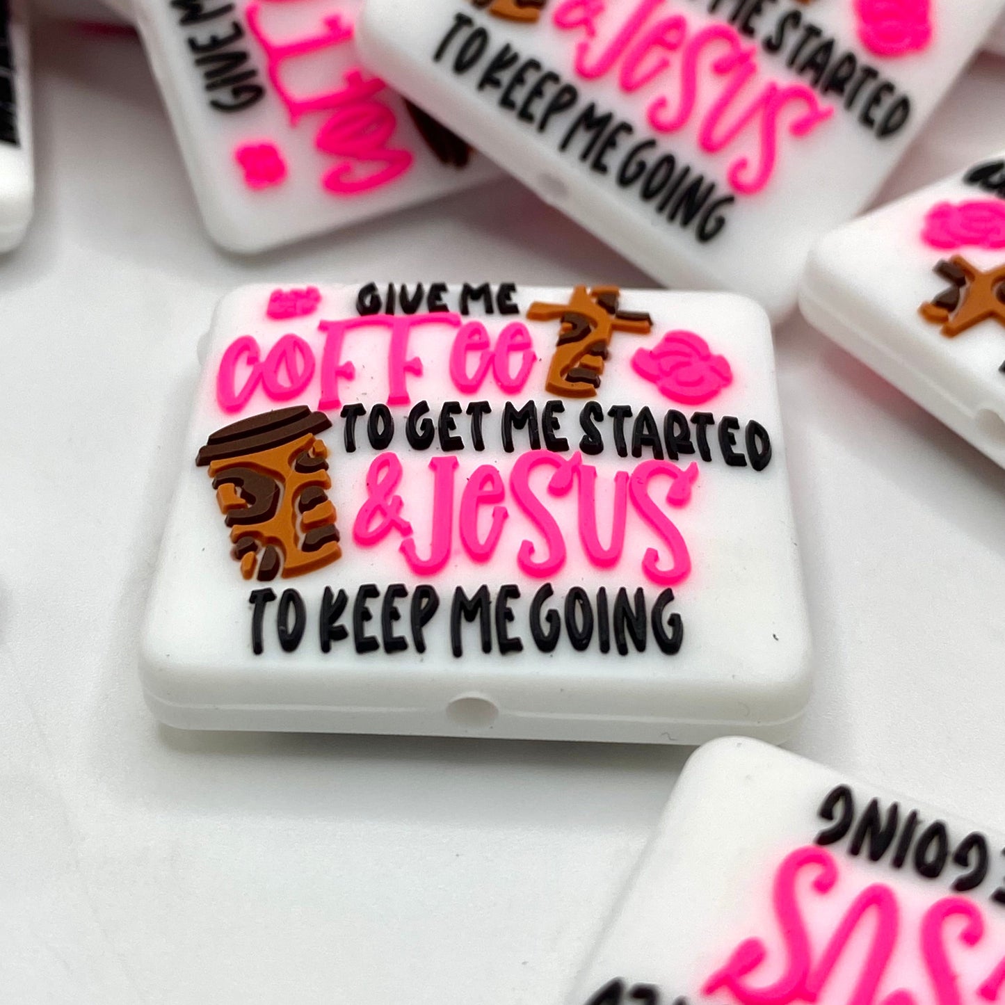 Give Me Coffee To Get Started Jesus Silicone Focal Beads