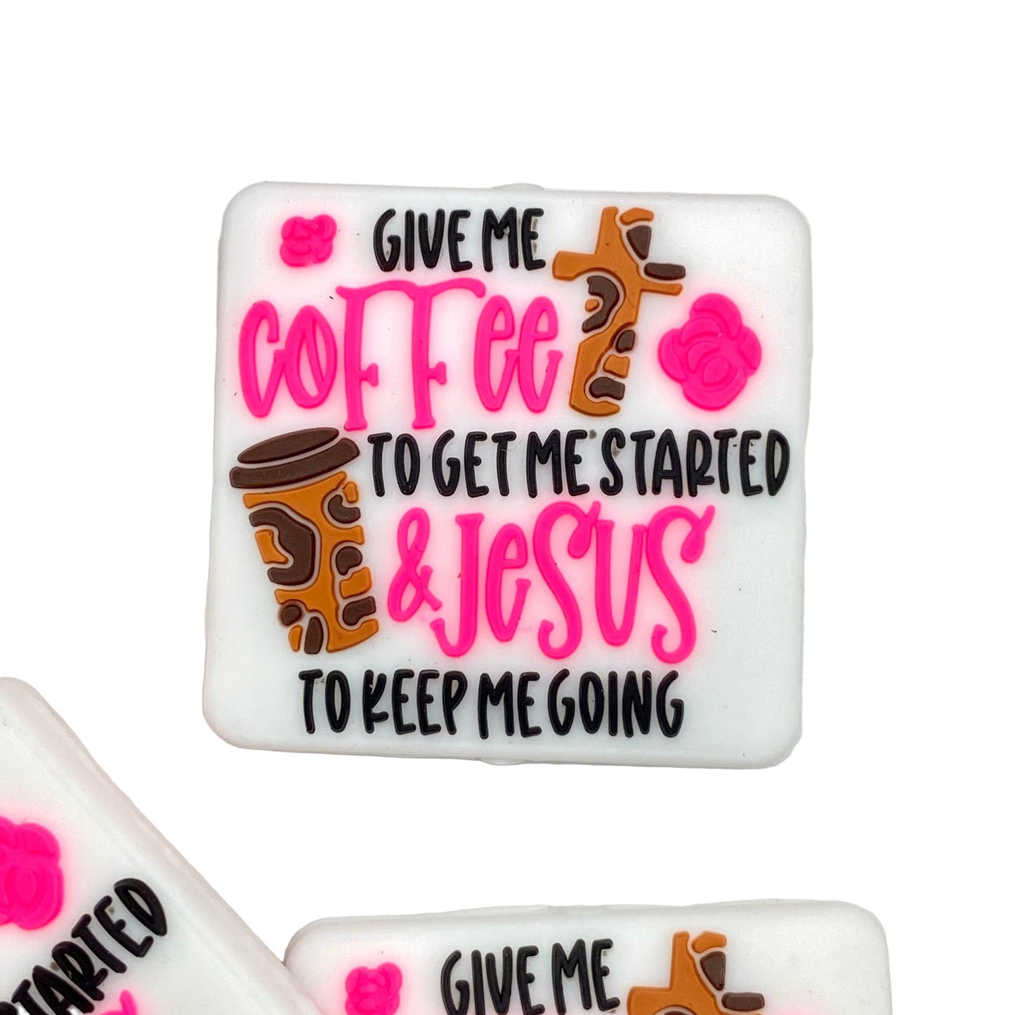 Give Me Coffee To Get Started Jesus Silicone Focal Beads