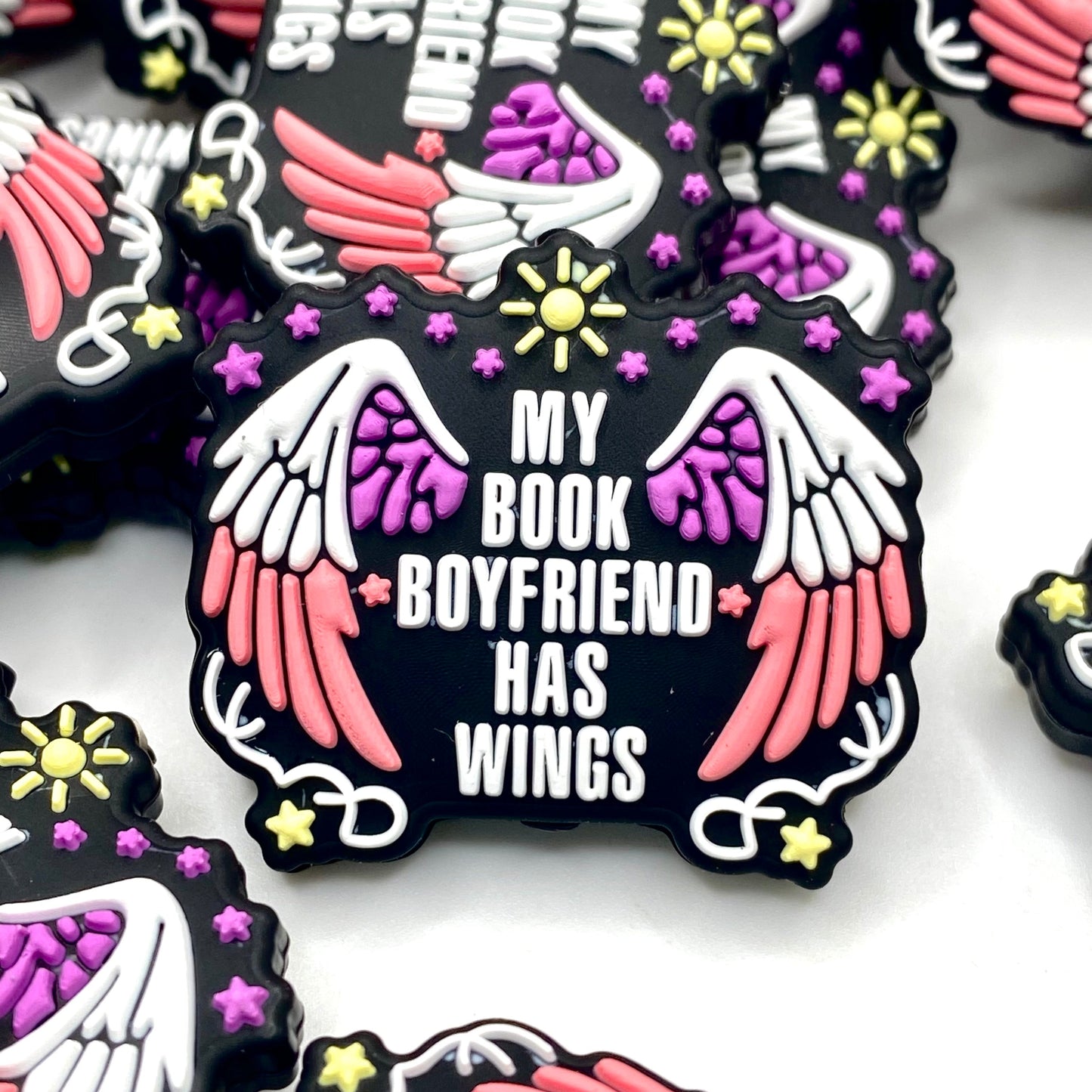 My Book Boyfriend Has Wings Silicone Focal Beads