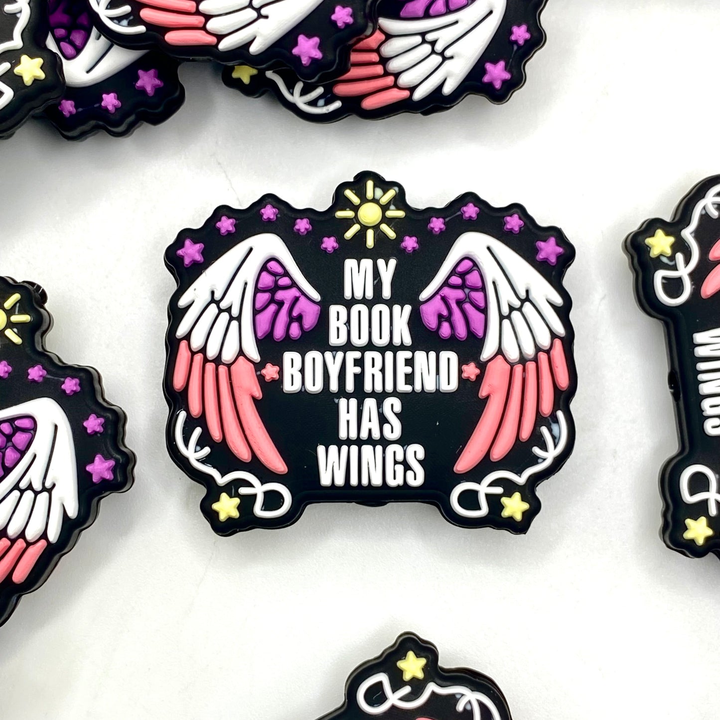 My Book Boyfriend Has Wings Silicone Focal Beads