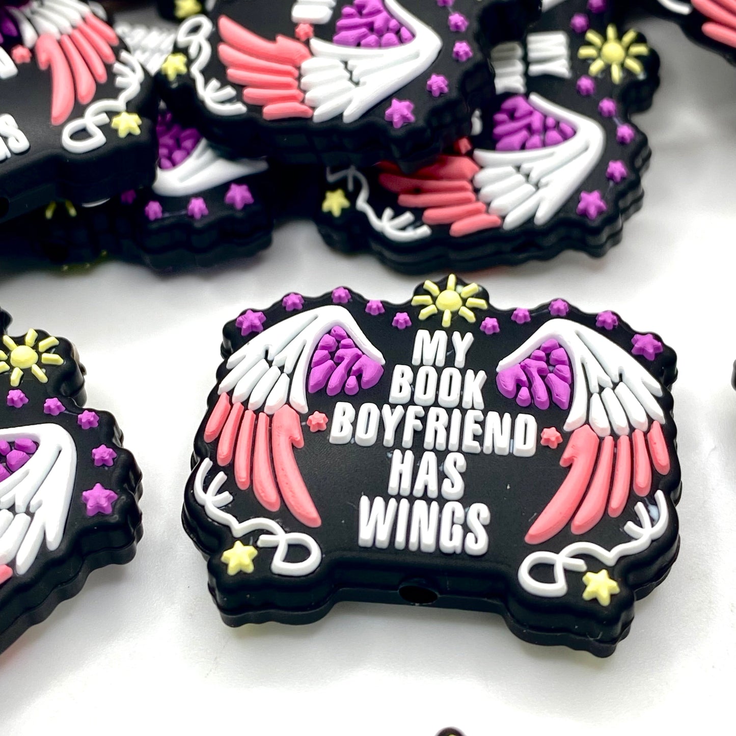 My Book Boyfriend Has Wings Silicone Focal Beads