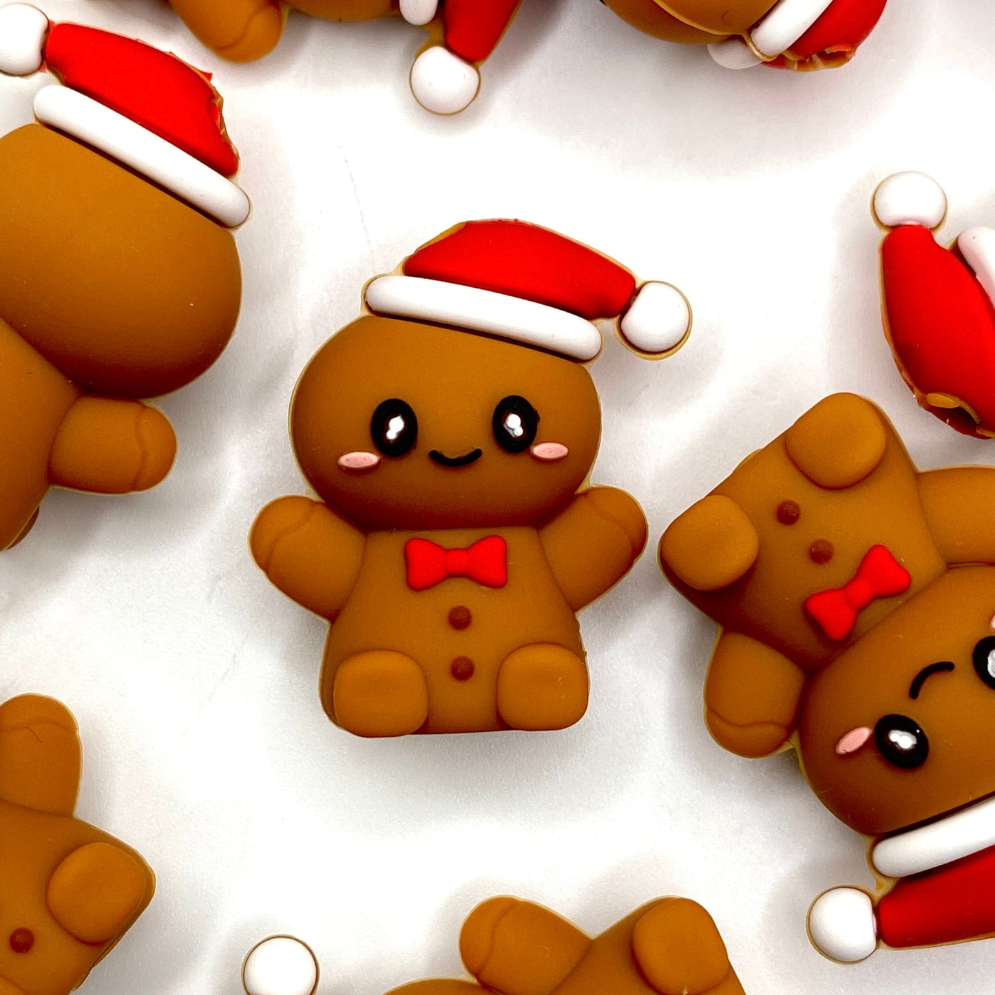 Too Sweet To Eat 3D Gingerbread Man Silicone Focal Beads