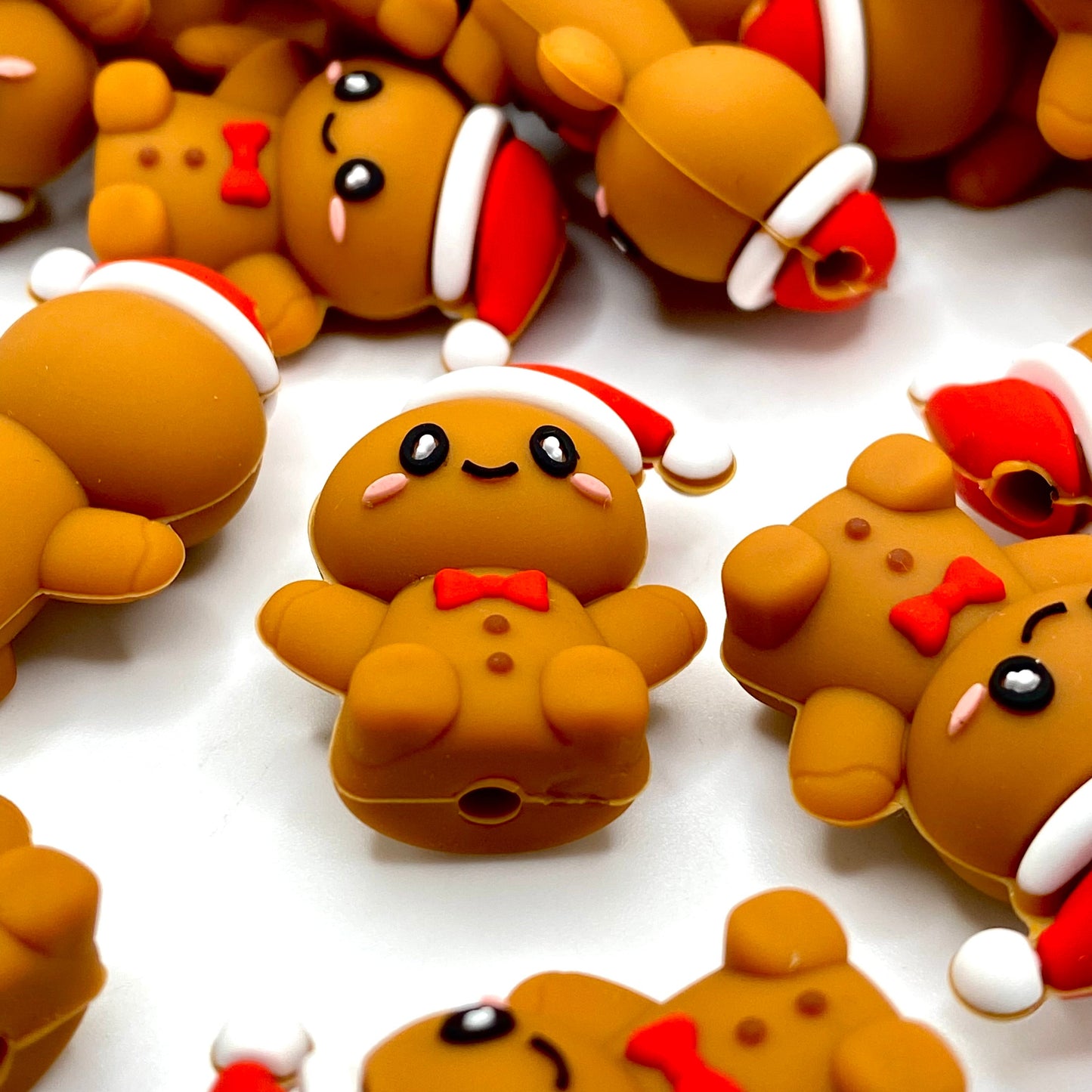 Too Sweet To Eat 3D Gingerbread Man Silicone Focal Beads