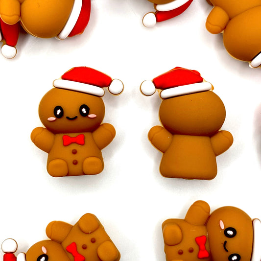 Too Sweet To Eat 3D Gingerbread Man Silicone Focal Beads