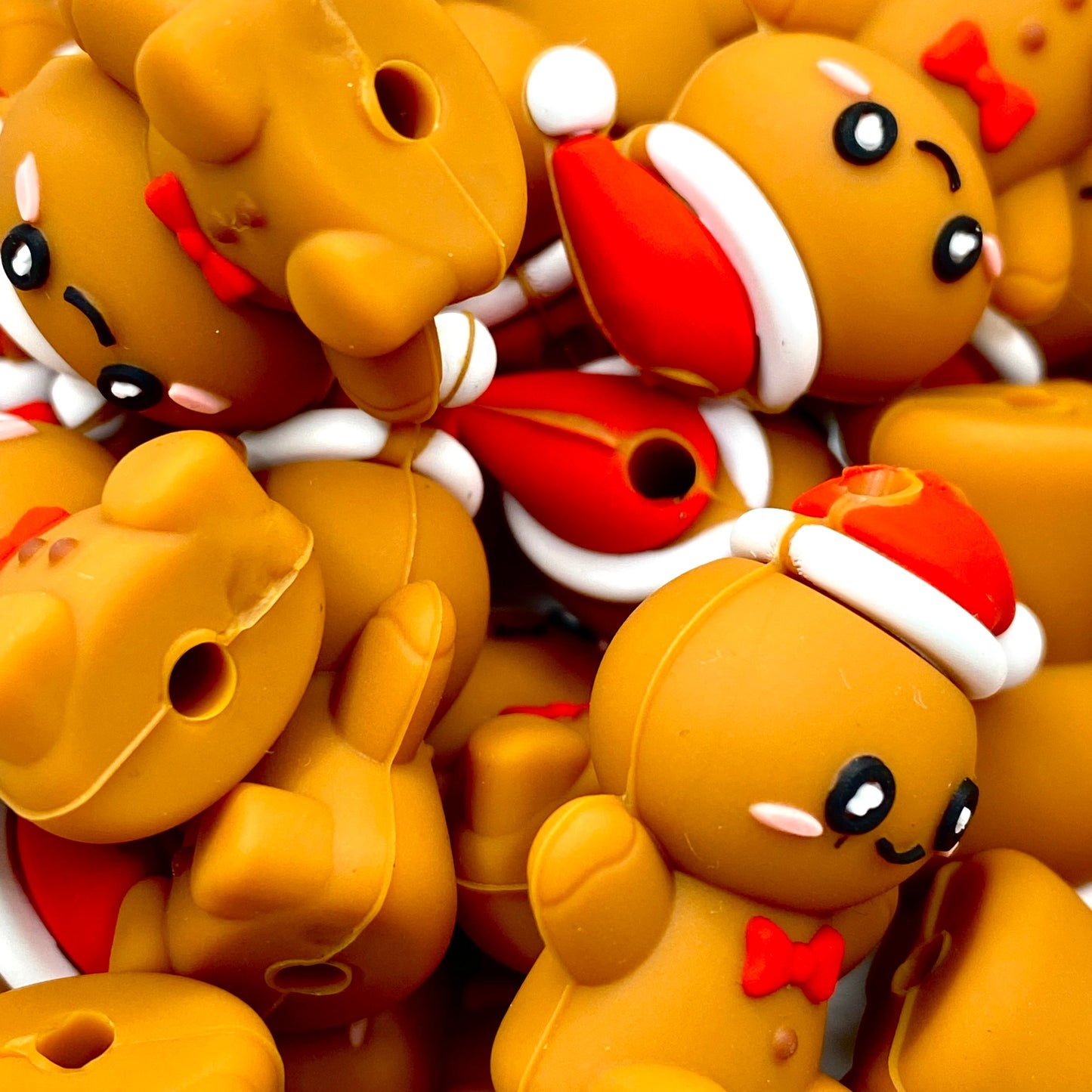 Too Sweet To Eat 3D Gingerbread Man Silicone Focal Beads