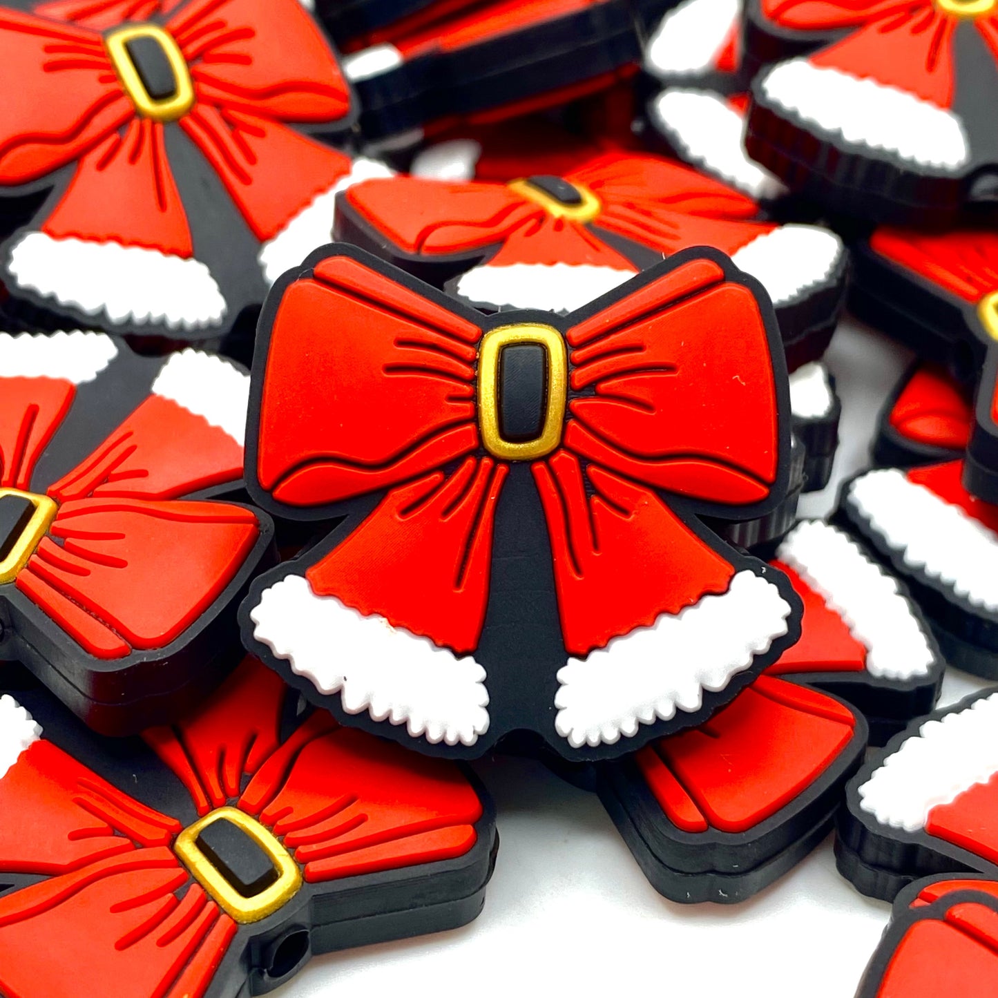 Santa's Favorite Bows Silicone Focal Beads