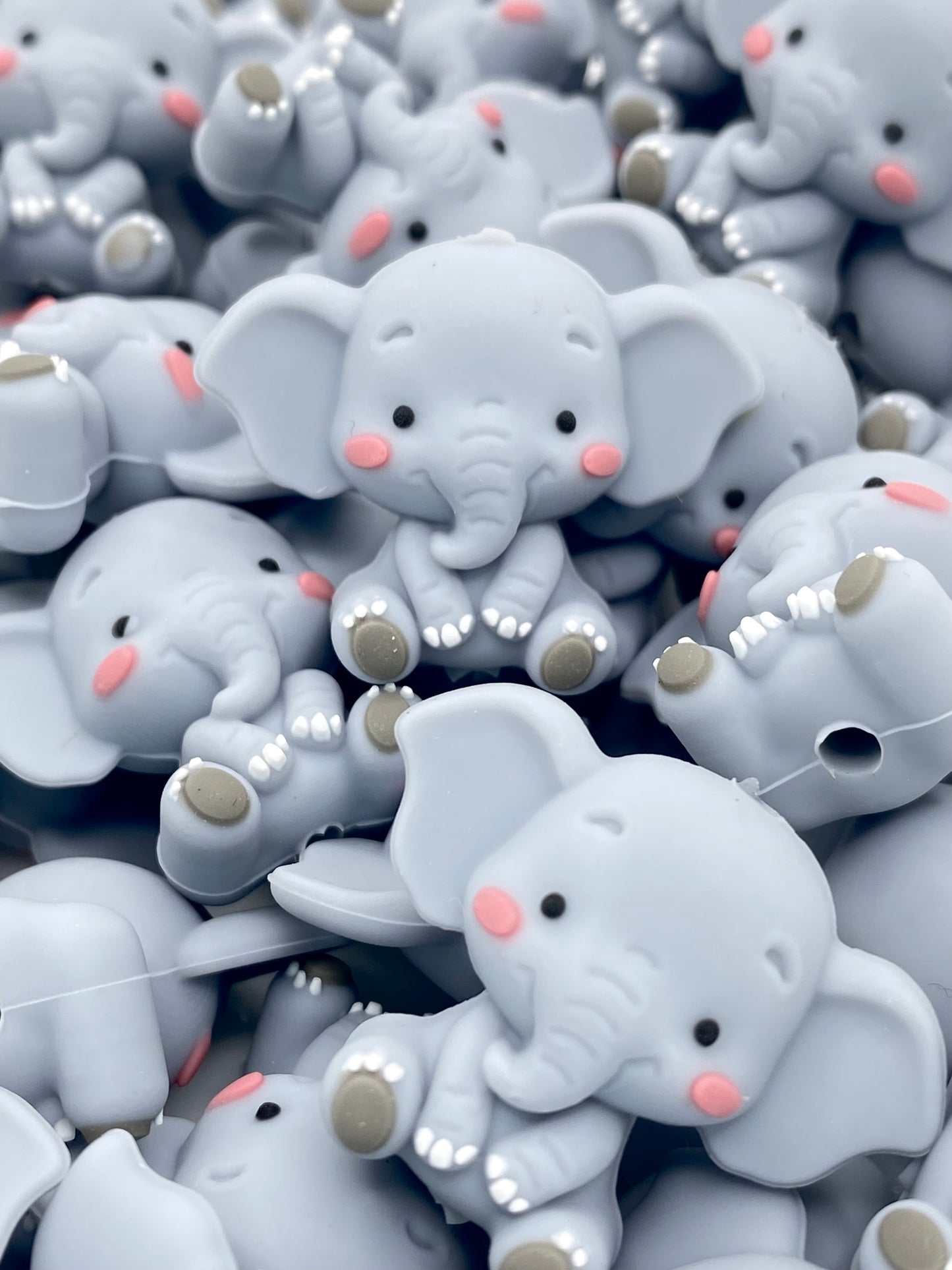 I Love Elephants 3D Silicone Focal Beads