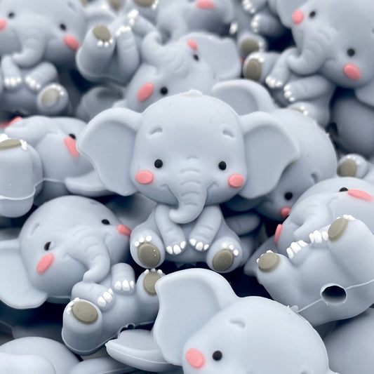 I Love Elephants 3D Silicone Focal Beads