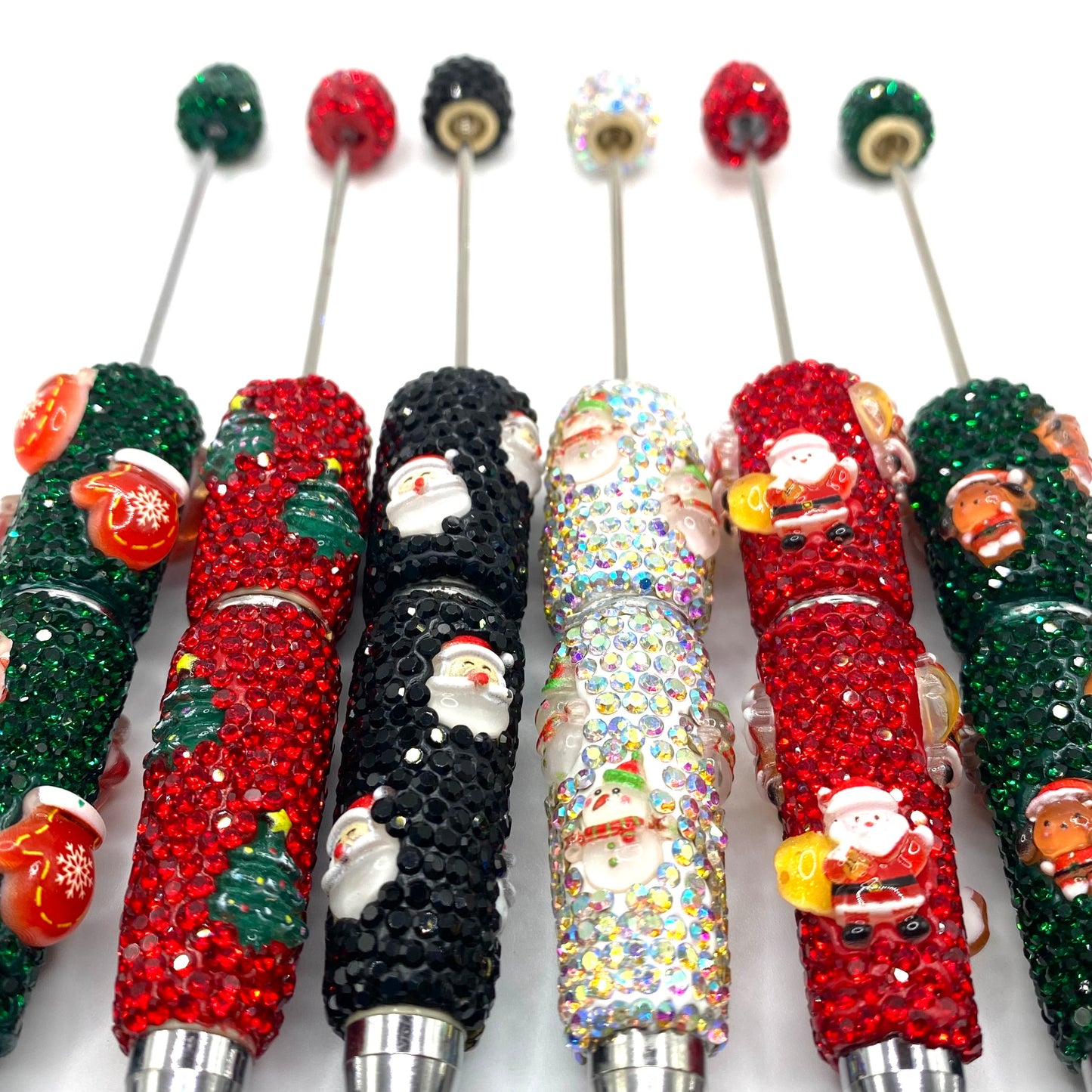 Christmas Fancy Beadable Pens - 6pcs