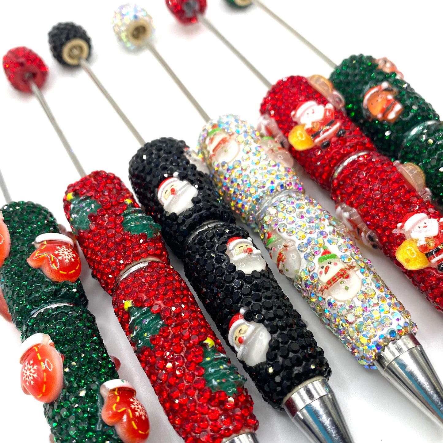 Christmas Fancy Beadable Pens - 6pcs