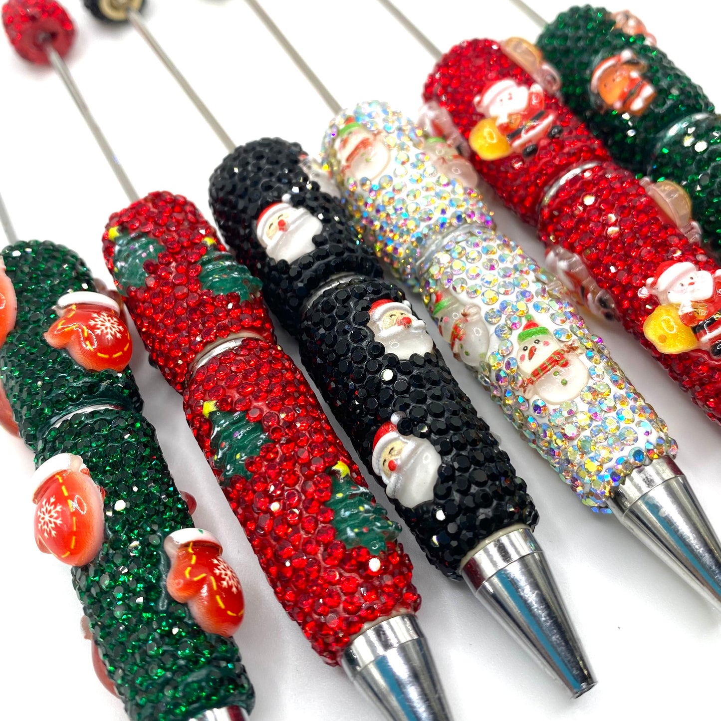 Christmas Fancy Beadable Pens - 6pcs