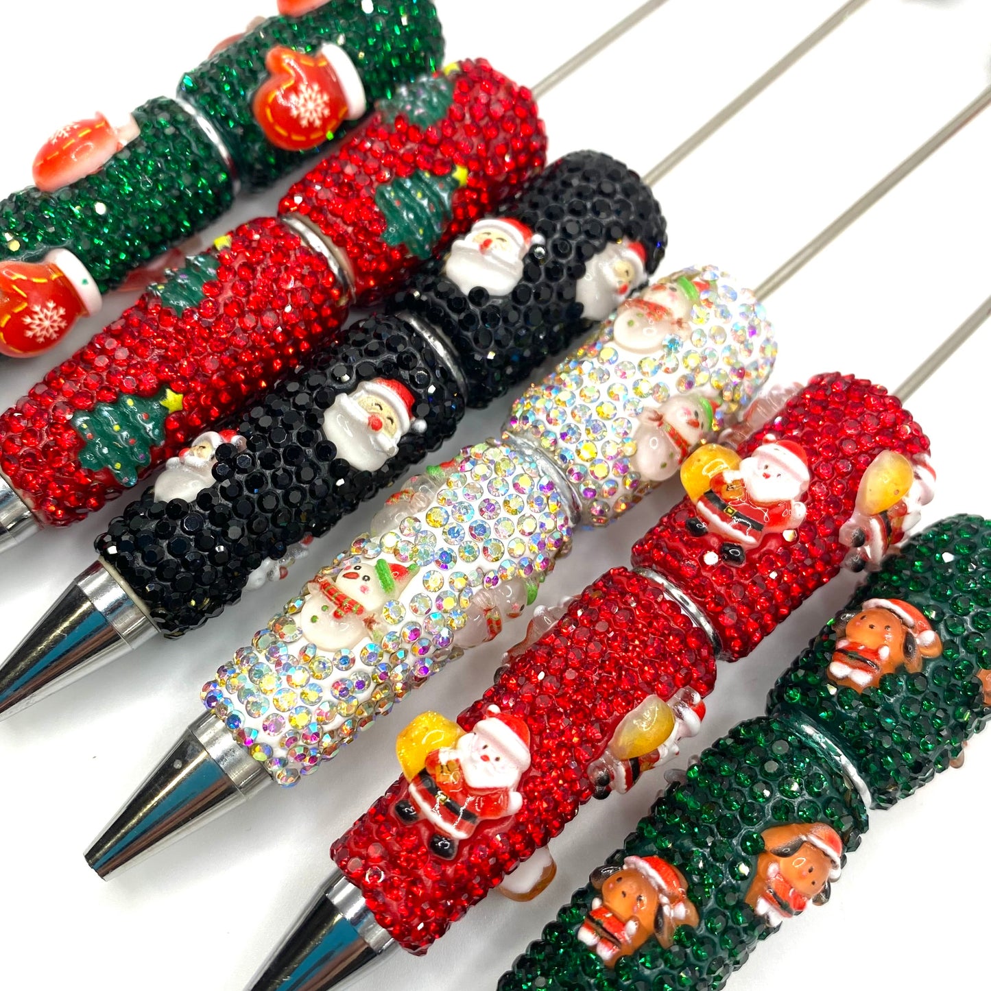 Christmas Fancy Beadable Pens - 6pcs