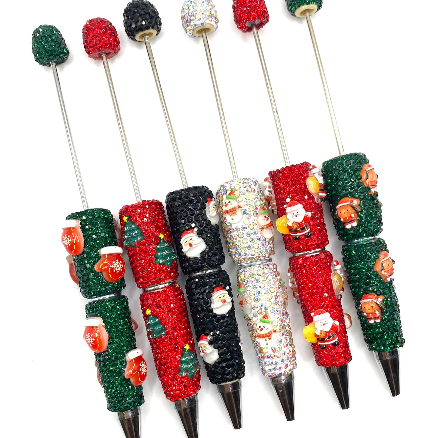 Christmas Fancy Beadable Pens - 6pcs