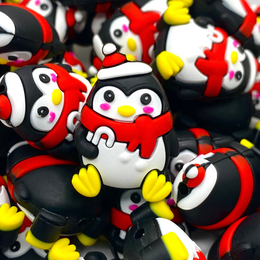 Ice Ice Baby 3D Penguin Silicone Focal Beads