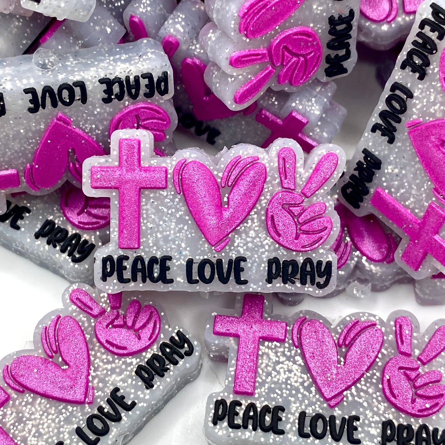 Peace Love Pray Silicone Focal Beads