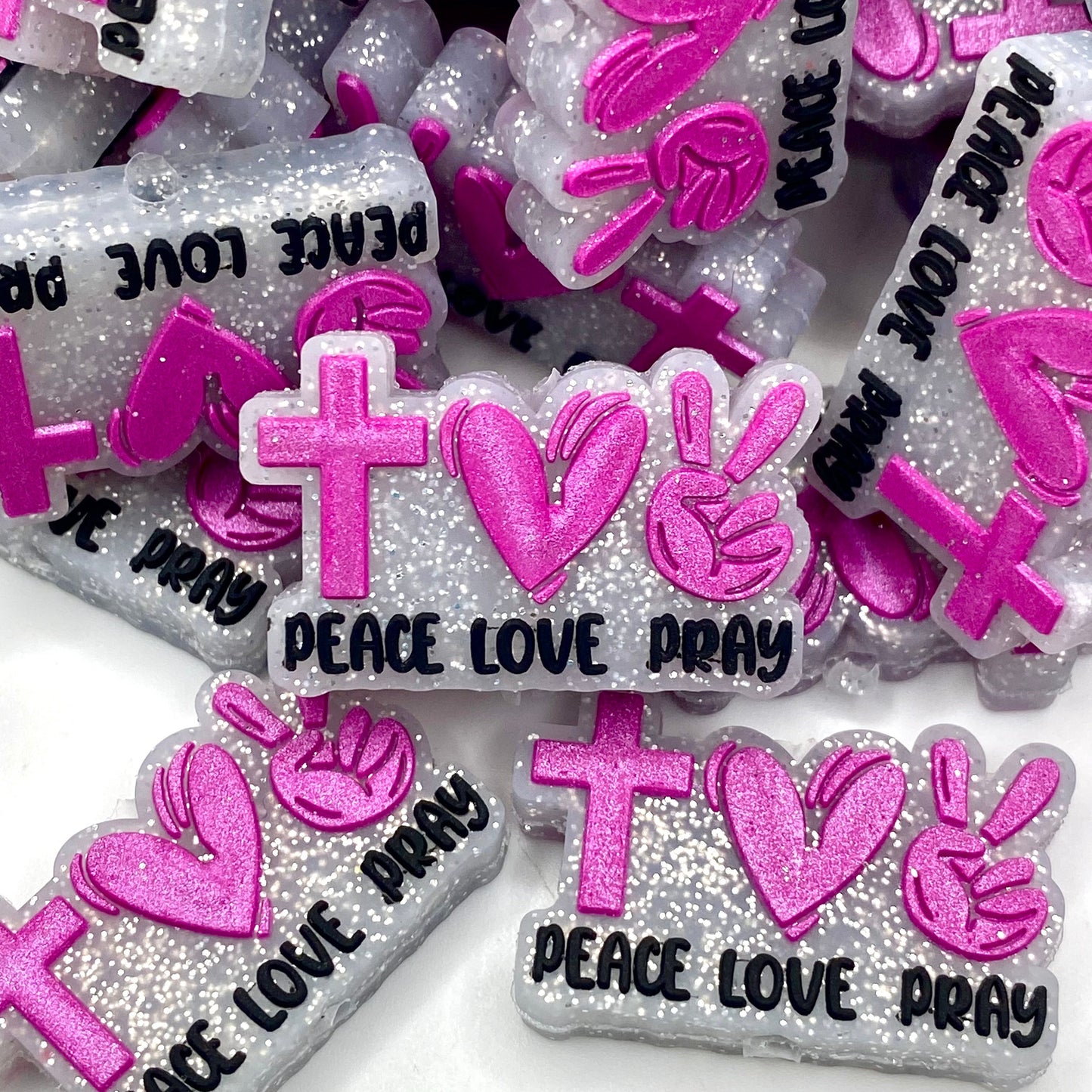 Peace Love Pray Silicone Focal Beads