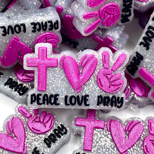 Peace Love Pray Silicone Focal Beads