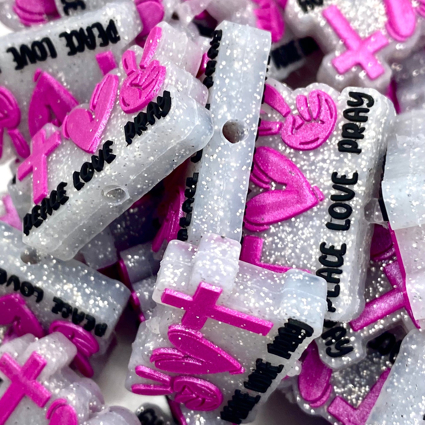 Peace Love Pray Silicone Focal Beads