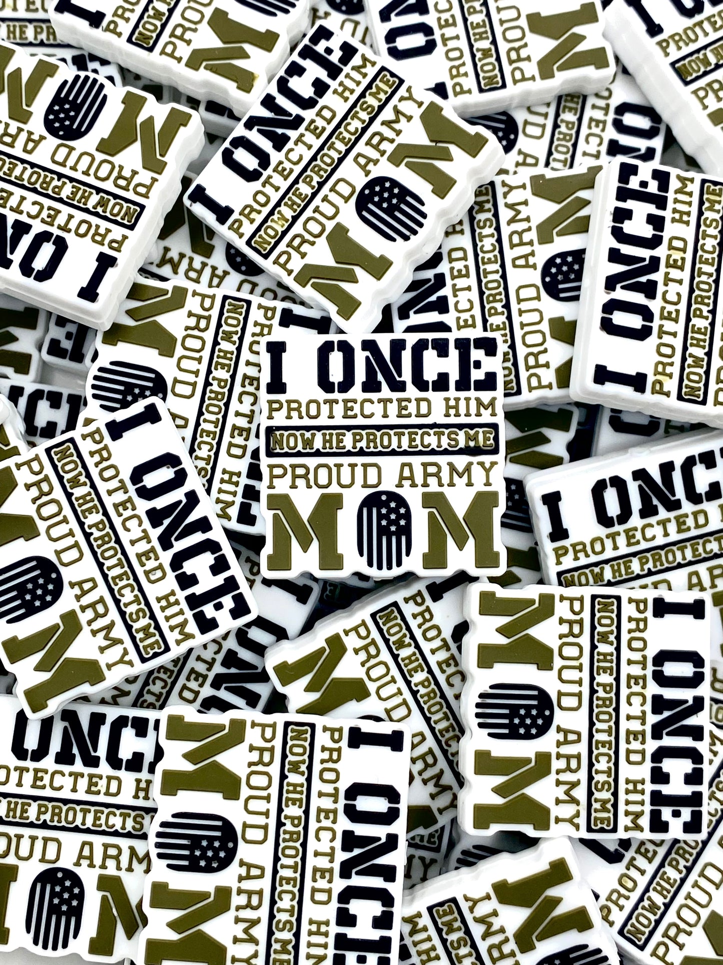 Proud Army Mom Silicone Focal Beads