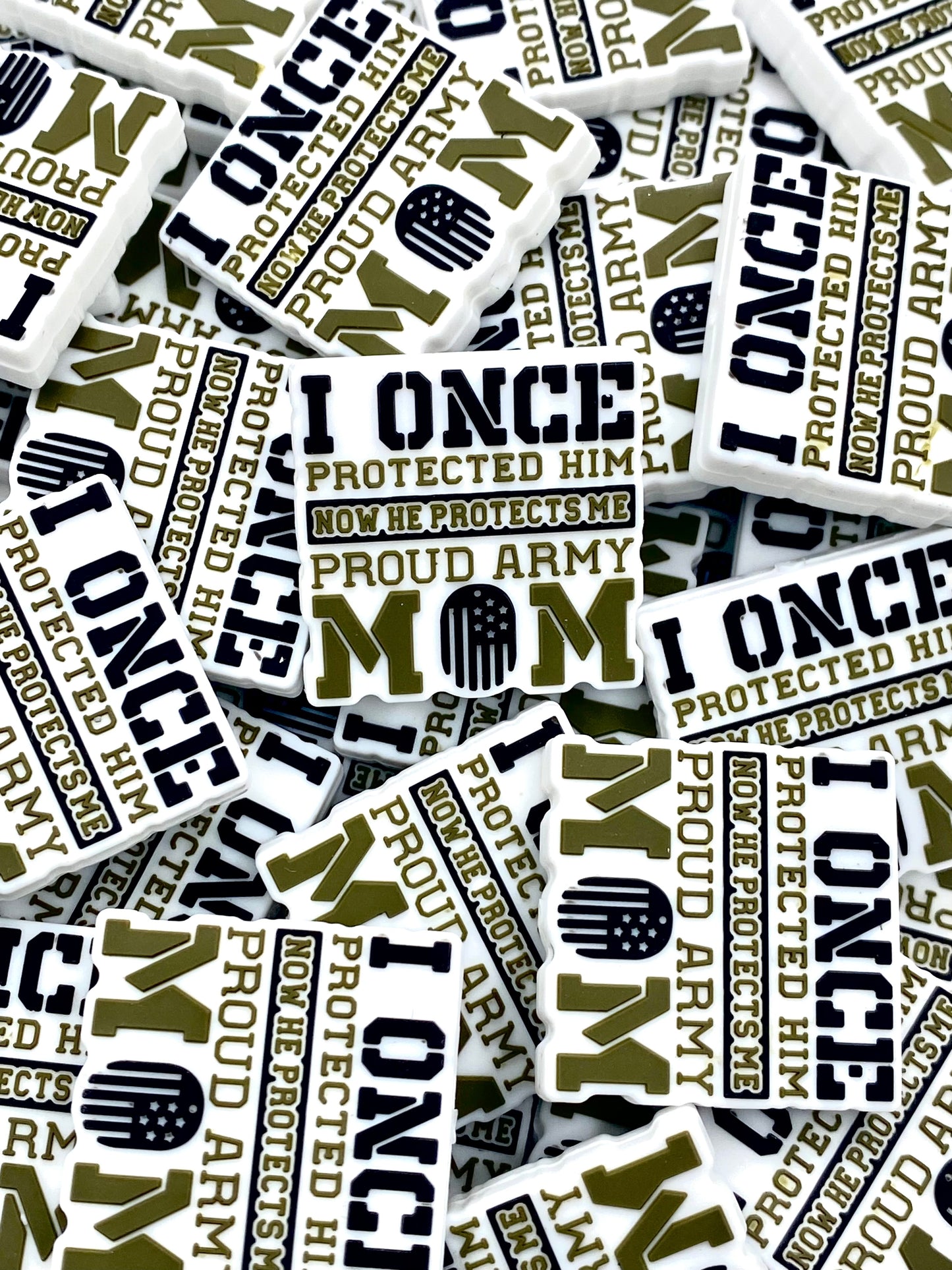 Proud Army Mom Silicone Focal Beads