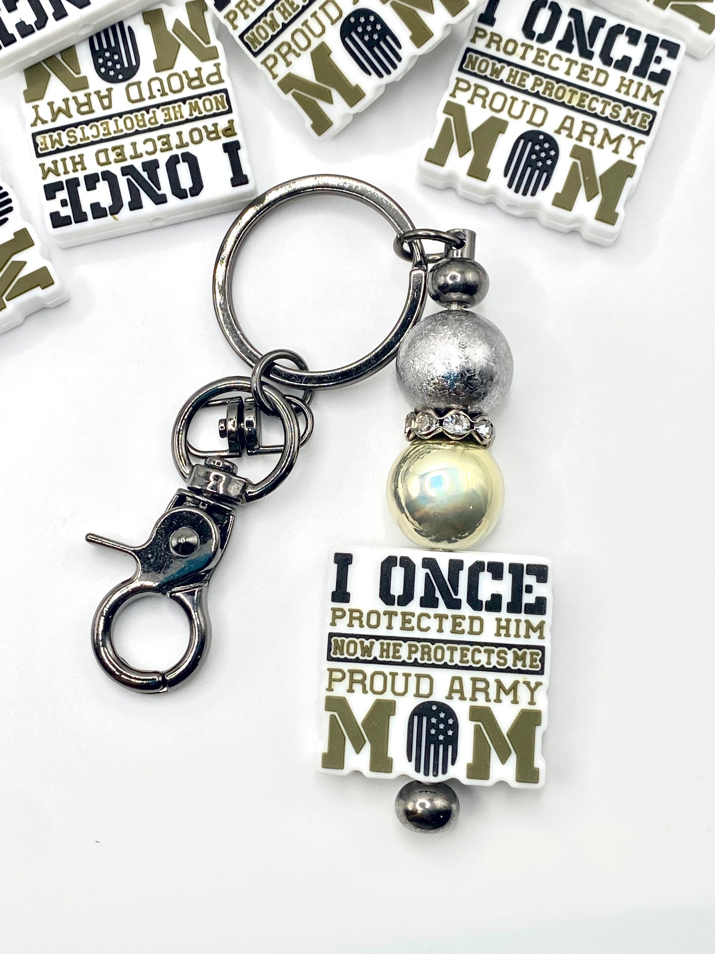 Proud Army Mom Silicone Focal Beads