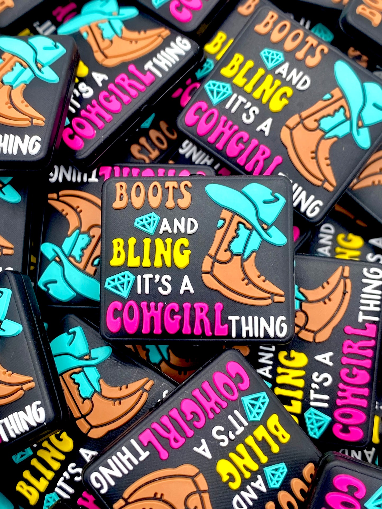 Boots & Bling It's A Cowgirl Thing Silicone Focal Beads