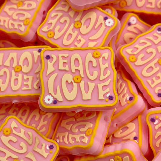 Peace Love Retro Silicone Focal Beads