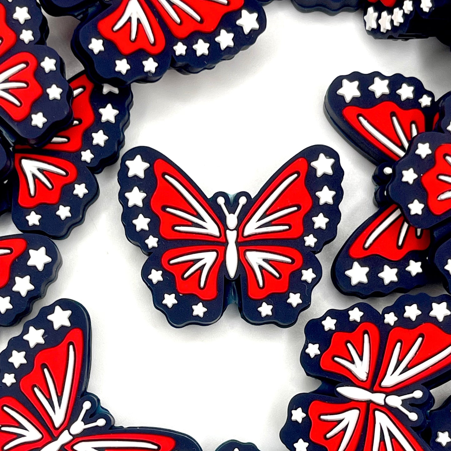 Dream Big American Butterflies Silicone Focal Beads