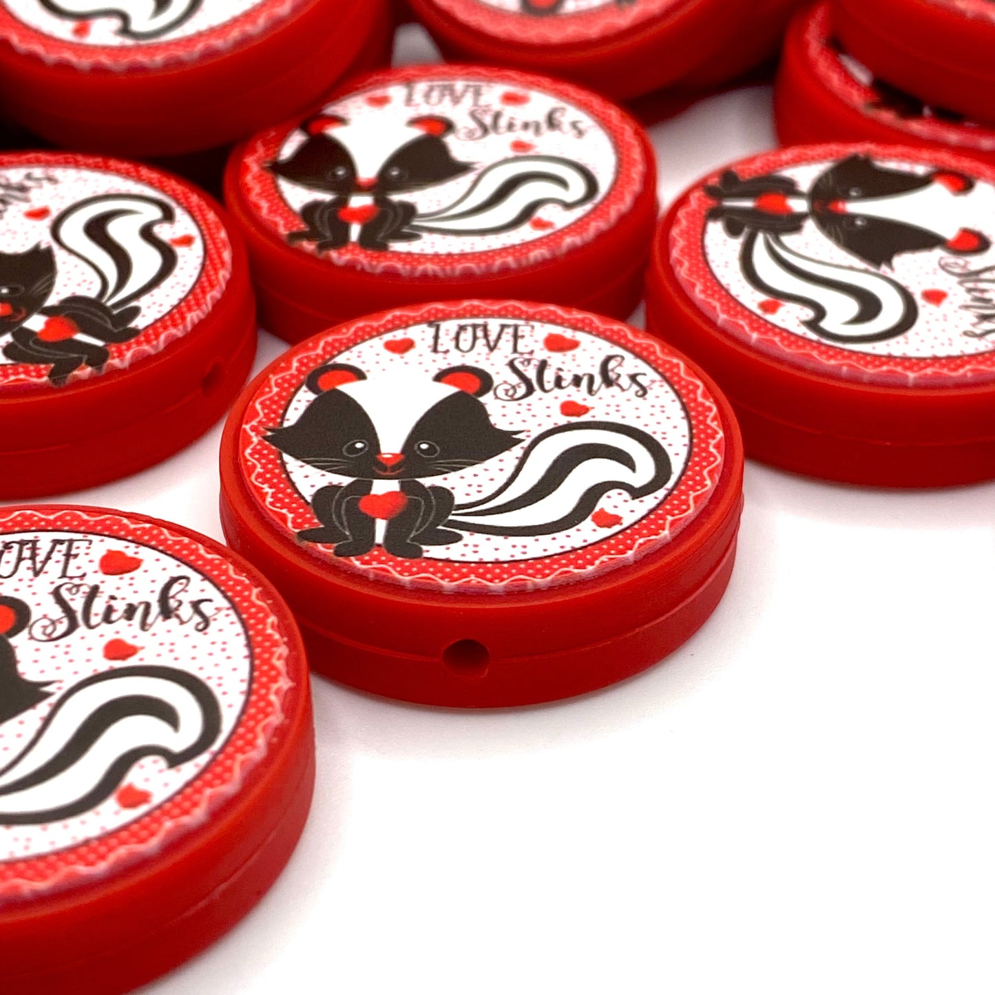 Love Stinks Printed Silicone Focal Beads